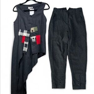Ivan Grundahl Linen Mix Patchwork Asymmetrical Tunic & Pants 38 set outfit